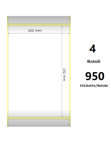 White 102x152mm,950 Et/Rotolo Z-2000D, 4x6x3 Core