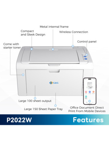 G&G P2022W, Single Funzione A4, 22ppm , Wi-Fi